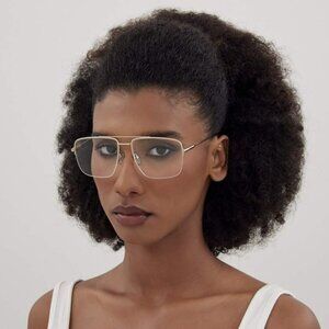 BRAND NEW Gucci GG1415O 001 Gold Demo Pilot Women Eyeglasses GG 1415O
